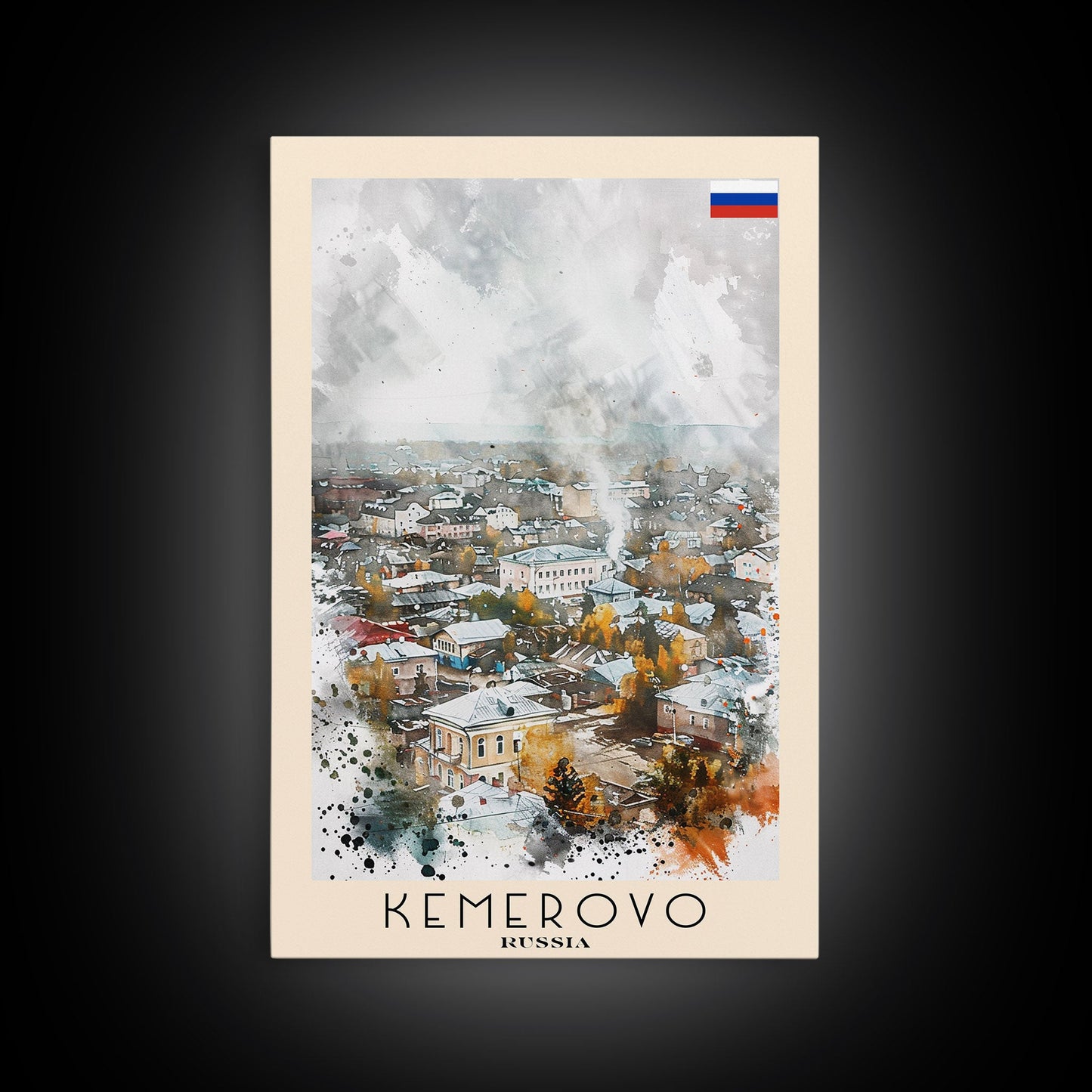 Kemerovo Russia Winter Cityscape, Framed Canvas Print, Travel Poster, Wall Art, Home Decor, Living Room Decoration, Russian Urban Art