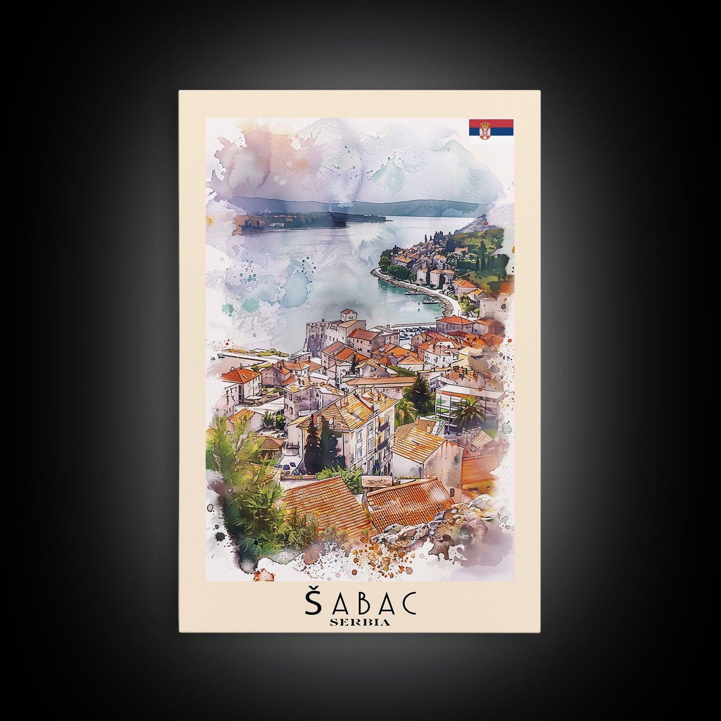 Picturesque Acharnes Greece Coastal Village, Framed Canvas Print, Living Room Art, Mediterranean Style, Home Decoration