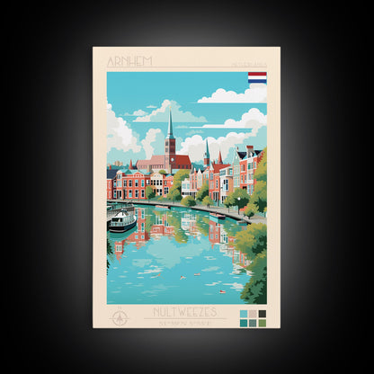 Arnhem Netherlands Travel Poster Framed Canvas Print, Midcentury Modern Art, Pop Art Wall Decor, Home Decor, Vacation Gift, Living Room Art