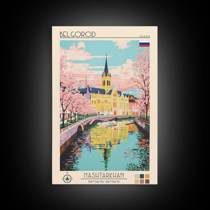Belgorod Russia Travel Poster Framed Canvas Print, Midcentury Modern Art, Pop Art Wall Decor, Home Decor, Vacation Gift, Living Room Art