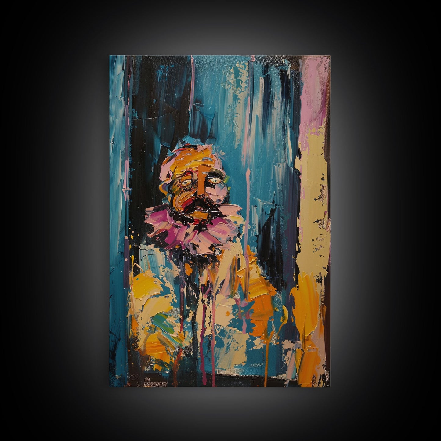 Halloween Ghost with Apple, Framed Canvas Print, Wall Art, Spooky Decor, Halloween Decoration, Living Room Art, Unique Gift