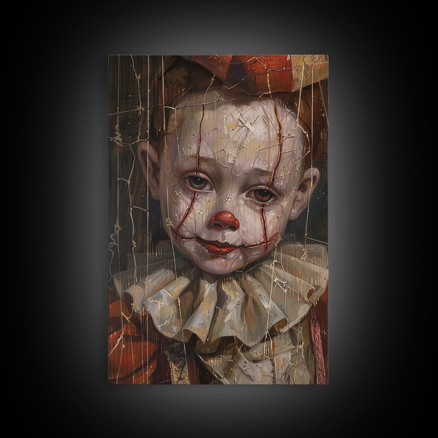 Haunting Clown with Cracked Face - Spooky Halloween Art Print - Creepy Home Decor - Scary Clown Wall Art - Perfect Halloween Decoration