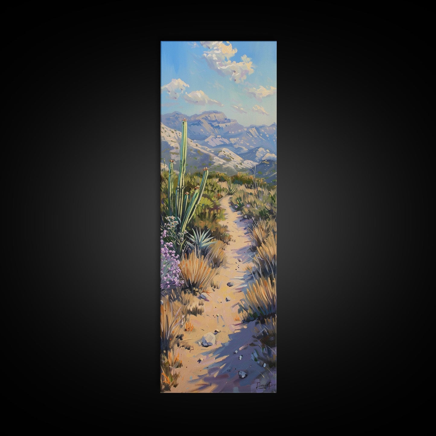 Modern Desert Wall Art, Mountain Landscape Printed Canvas Art Framed, Western Wall Print, Framed Canvas Art for Dining Room, Southwest Decor