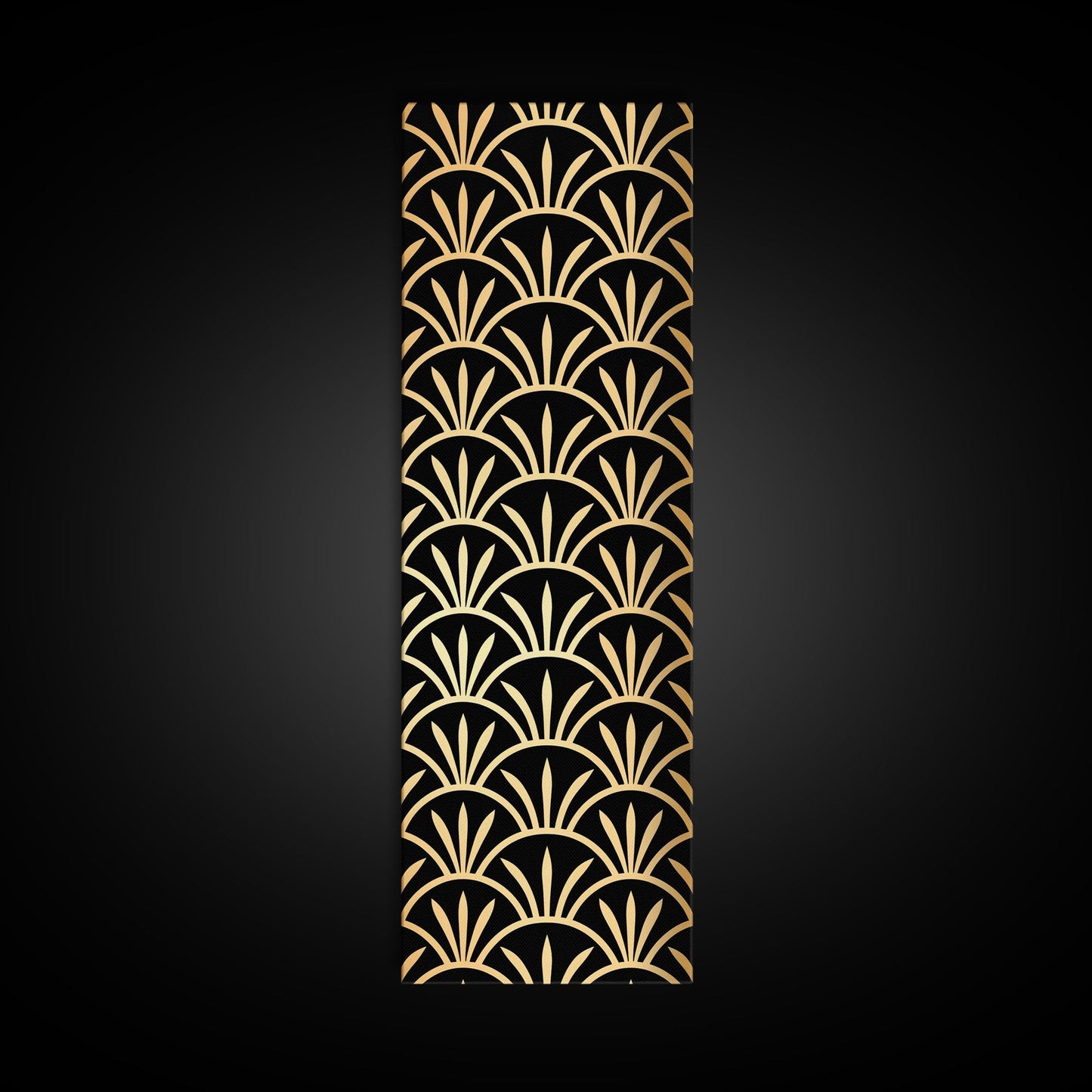 Retro Flower Motif in Orange and Green Tones - Framed Canvas Print, Midcentury Modern Art, Skinny Art, Tall Art, Living Room Wall Decor, Boho Art