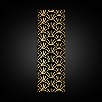 Retro Flower Motif in Orange and Green Tones - Framed Canvas Print, Midcentury Modern Art, Skinny Art, Tall Art, Living Room Wall Decor, Boho Art