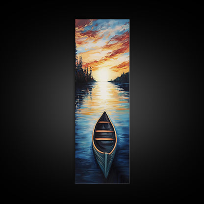 Sunset Canoe Reflection Canvas Print Coastal Landscape Art Nautical Decor Rustic Wall Art Lake Tahoe Art Above Bed Wall Art