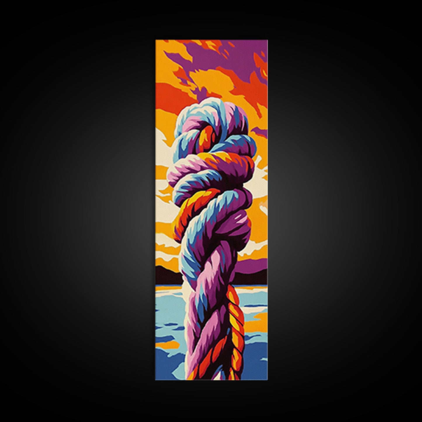 Nautical Knot at Sunset Framed Canvas Print coastal decor nautical painting ocean art coastal cowgirl wall art gift idea for her