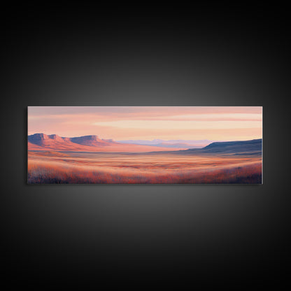 Mountain painting, landscape painting, southwest wall art, extra wide art, panoramic art, framed canvas print, Joshua tree art, moody art
