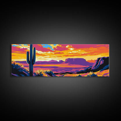 Southwest Sunset, Joshua tree art, desert landscape, southwest wall art, pink orange wall art, bold colors, framed canvas print