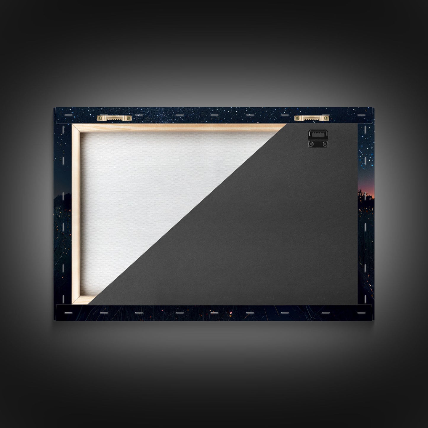 Fireflies light up the Oklahoma Prairie under a Starry night sky, framed canvas print