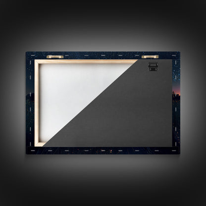 Fireflies light up the Oklahoma Prairie under a Starry night sky, framed canvas print