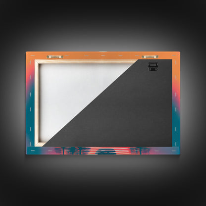 Sun beading down on a family of Elephants, framed canvas print