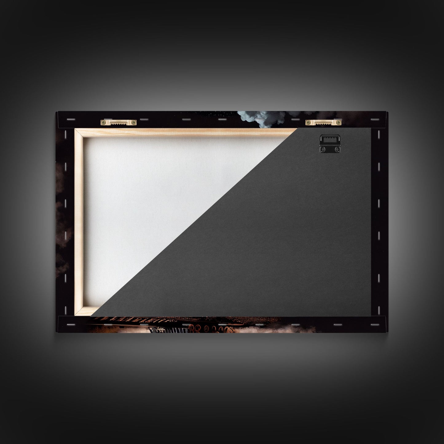 Steampunk Wild West Decor, Steam Train at Midnight, Framed Canvas Print