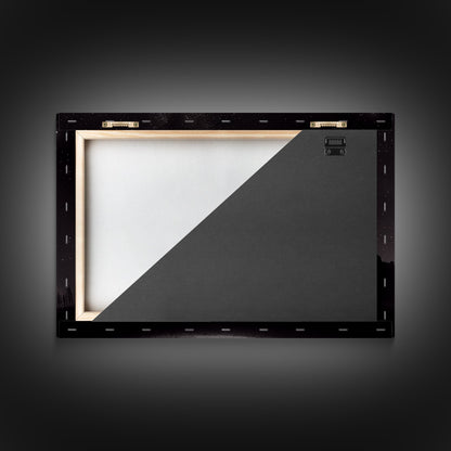 Black and white Watercolor of a starry night sky over a pine forest, framed canvas print