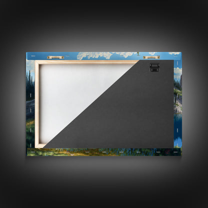 Calm and Serene Landscape Painting, Framed Canvas Print, Canvas Art, Framed wall decor, living room wall art, Pine Tree Lake