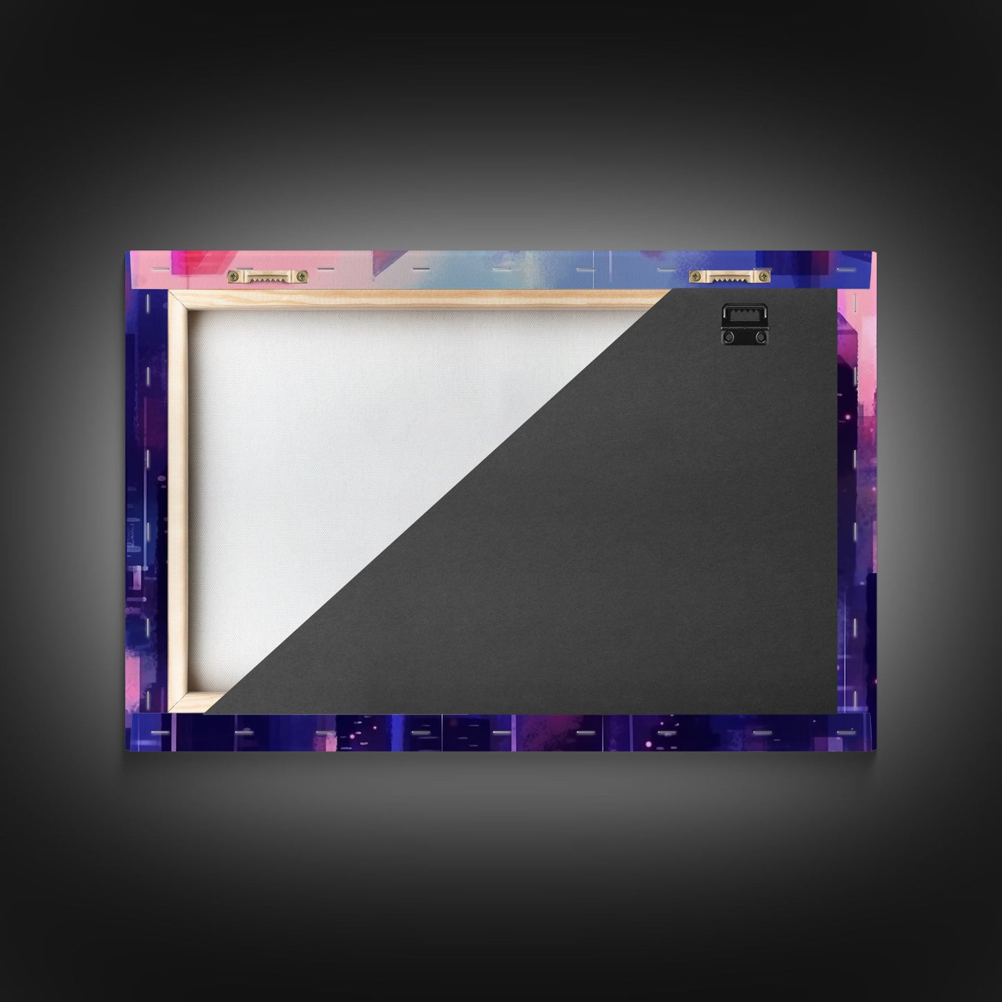 Buildings Wall Art - Framed Canvas Print - Original painting - Vaporwave Style - Watercolor colors - Pop Art Style - Living room art