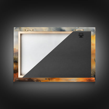 Desert Landscape Watercolor Painting, Wood Framed Canvas Print, Utah Desert Painting, Metal Print, Farmhouse Decor