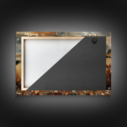 Kitsch Farmhouse Wall Art, Cute Farm Animals On A Fence, Cow Art, Pig Print, Red Barn Wall Art, Wood Framed Art