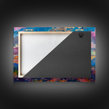 Cactus Under A Beautiful Sunset, Pop Art Style, Mid Century Modern Framed Canvas Print or Metal Art, Desert Scene Wall Art, Abstract Desert