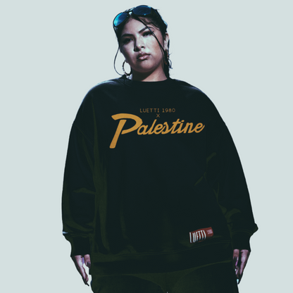 Luetti 1980 Palestine Retro 90's Script Washed Oversized Sweatshirt