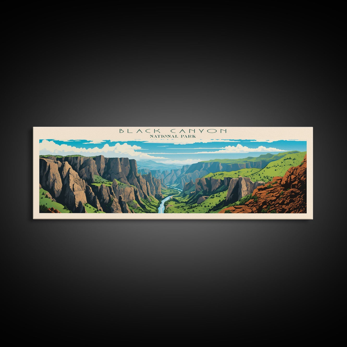 Black Canyon Of The Gunnison National Park, Panoramic Colorado Travel Art, National Park Print, Minimalist Travel Art, Midcentury Modern