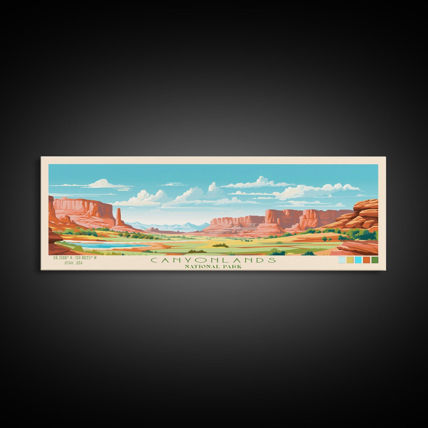 Canyonlands National Park, Panoramic Utah Travel Art, National Park Print, Minimalist Travel Art, Midcentury Modern Style Landscape