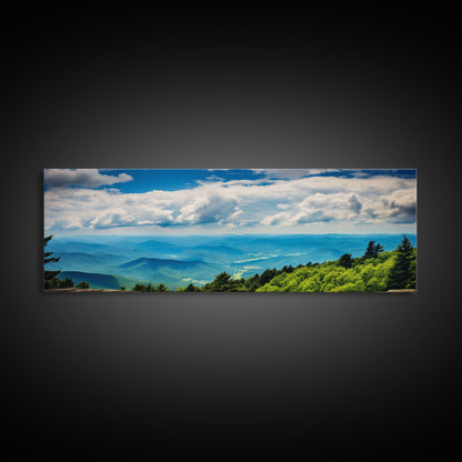 Blue Ridge Mountains Panoramic Wall Art, Bluebridge Mountains National Parkway, Beautiful Cabin Decor, Boho Photography Wall Art Print