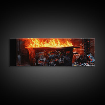 A Dumpster Fire, Canvas Wall Art, Modern Art, Urban Art, Wall Print