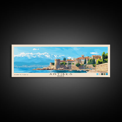 Antibes, France Panoramic Beach Print, Vacation Gift, France Wall Art, Beach Painting, Beach Decor, Beach Painting