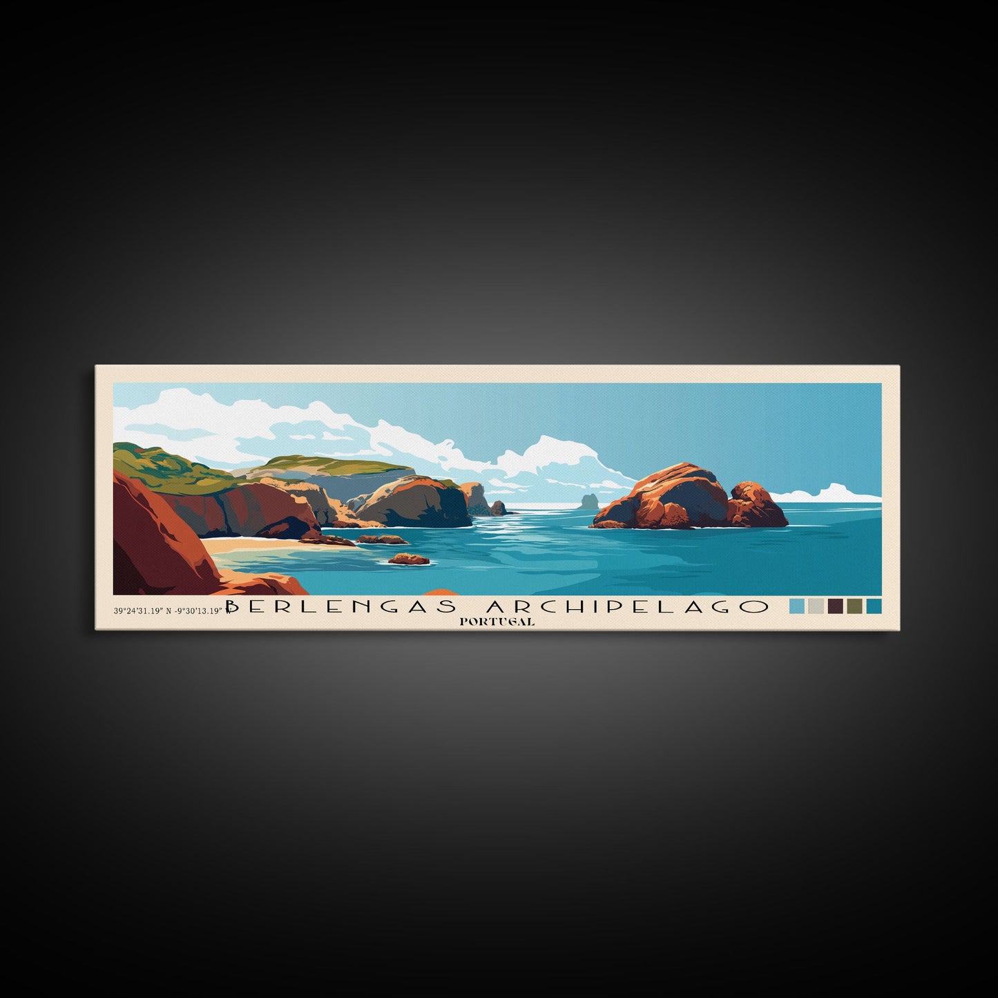 Berlengas Archipelago, Portugal Panoramic Print, Vacation Gift, Portugal Wall Art, Beach Painting, Beach Decor, Beach Or Lakehouse Art