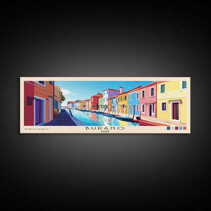 Burano, Italy Panoramic Print, Vacation Gift, Italy Wall Art, Beach Painting, Beach Decor, Beach Or Lakehouse Art