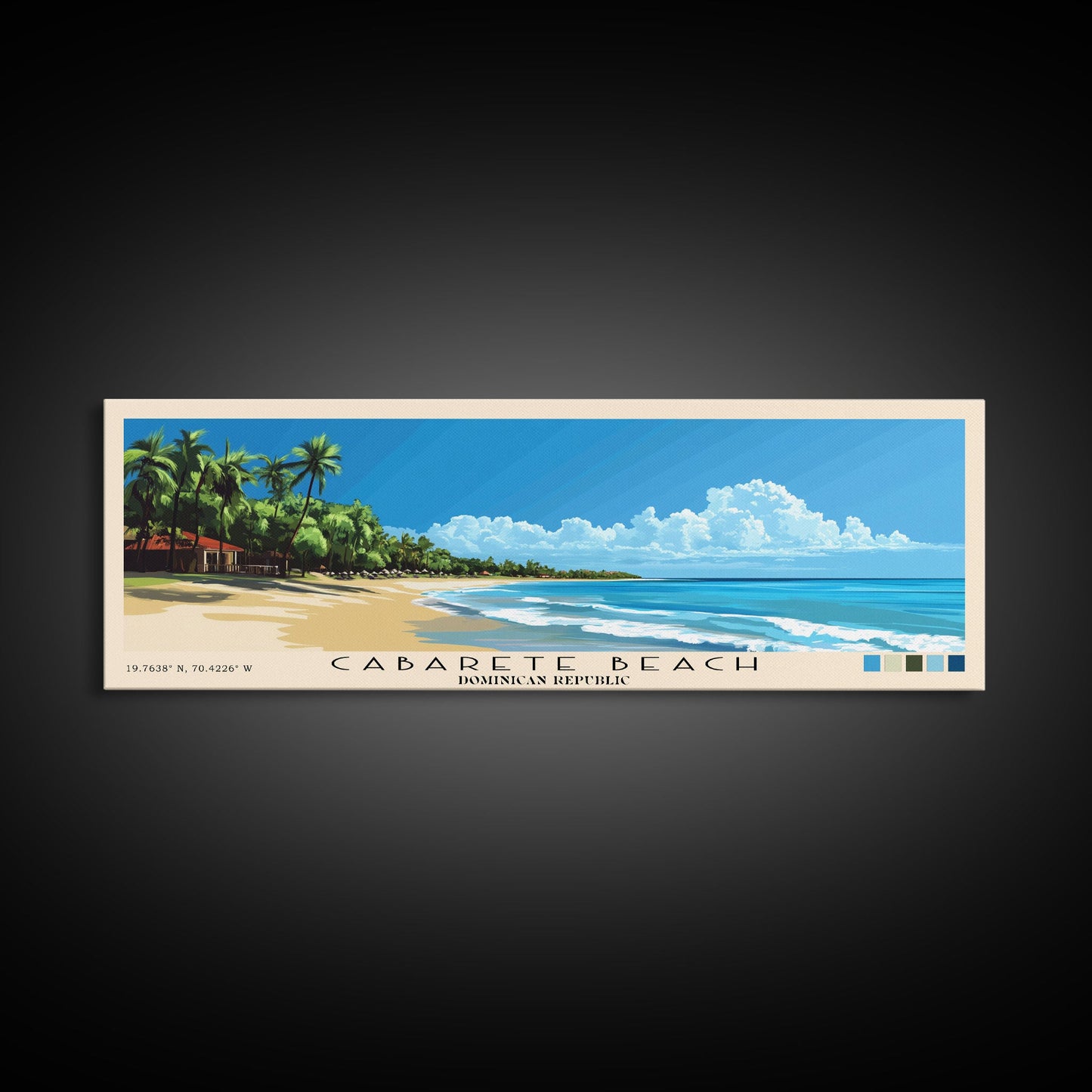 Cabarete Beach, Dominican Republic Panoramic Print, Vacation Gift, Dominican Republic Wall Art, Beach Painting, Beach Decor, Beach Or Lakehouse Art