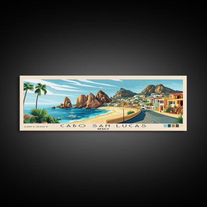 Cabo San Lucas, Mexico Panoramic Print, Vacation Gift, Mexico Wall Art, Beach Painting, Beach Decor, Beach Or Lakehouse Art