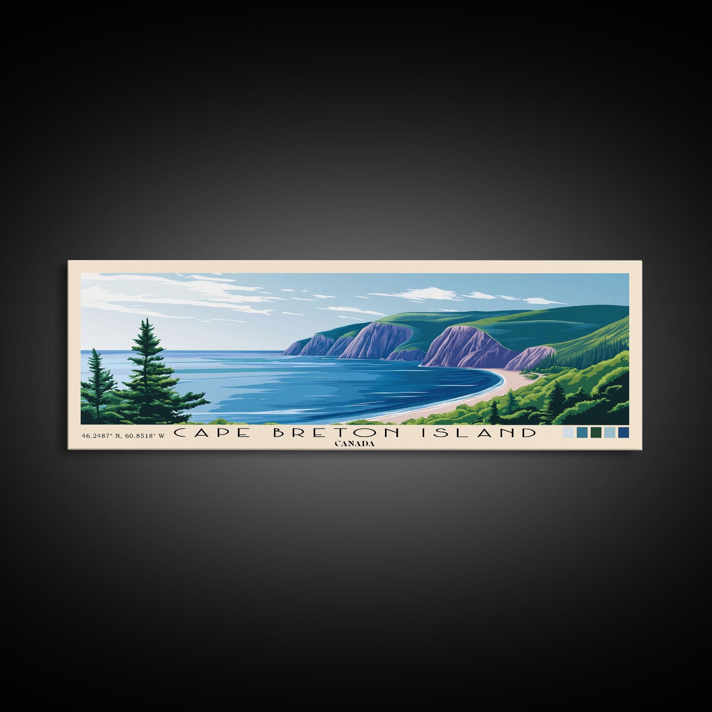 Cape Breton Island, Canada Panoramic Beach Print, Vacation Gift, Canada Wall Art, Framed Canvas Print, Framed Beach Painting