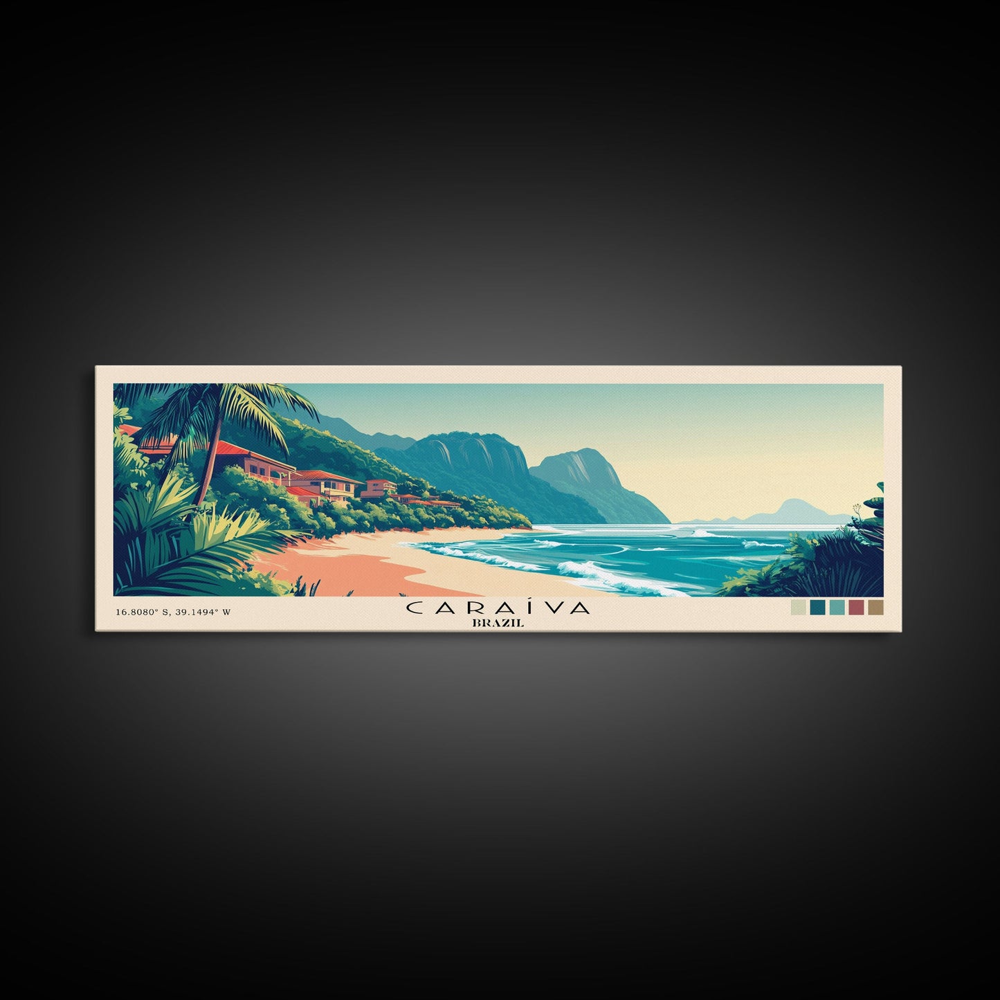 Caraíva, Brazil Panoramic Print, Vacation Gift, Brazil Wall Art, Beach Painting, Beach Decor, Large Wall Art, Wood Frame Art