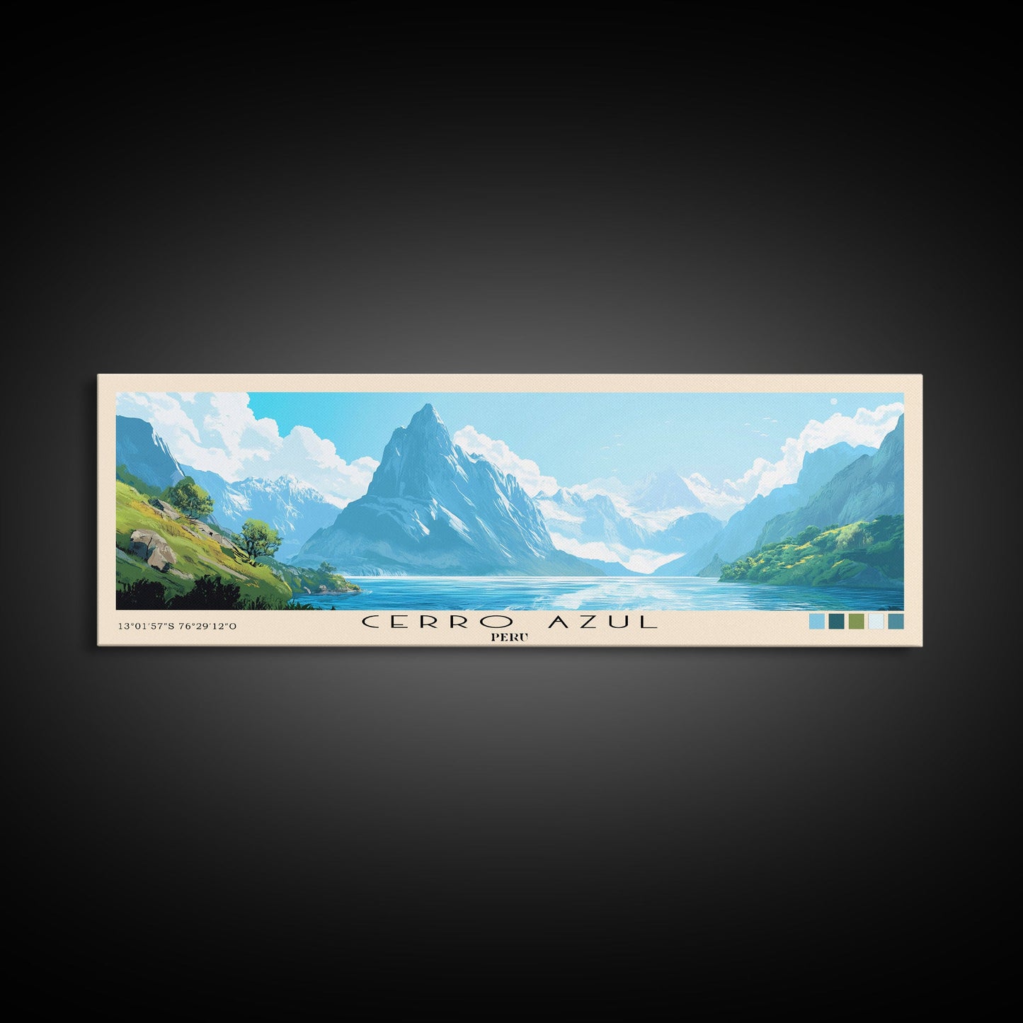 Cerro Azul, Peru Panoramic Print, Vacation Gift, Peru Wall Art, Beach Painting, Beach Decor, Large Wall Art, Wood Frame Art