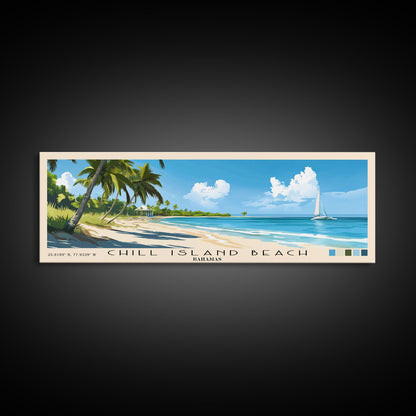 Chill Island Beach, Bahamas Panoramic Beach Print, Vacation Gift, Bahamas Wall Art, Beach Painting, Beach Decor, Beach Painting