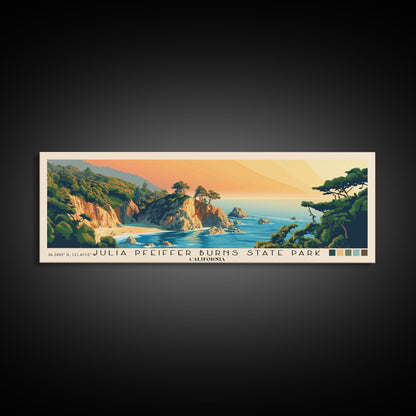 Julia Pfeiffer Burns State Park, California Panoramic Print, Vacation Gift, California Wall Art, Beach Painting, Beach Decor, Large Wall Art, Wood Frame Art