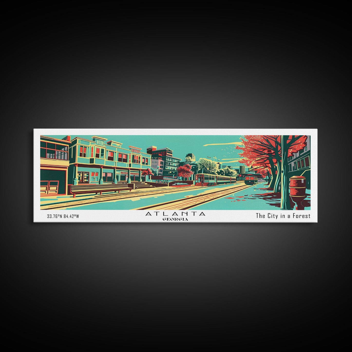 Atlanta Georgia Panoramic Travel Poster Canvas Print