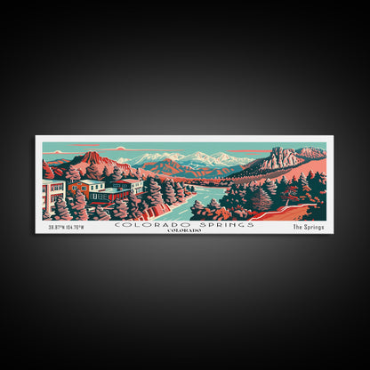 Colorado Springs Colorado Panoramic Travel Poster Canvas Print