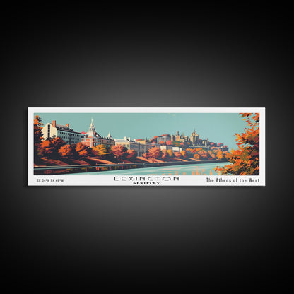 Panoramagemälde von Lexington, Kentucky, gerahmter Leinwanddruck im Mid-Century-Modern-Stil, Retro-Pop-Art-Reiseposter, Wanddekoration fürs Wohnzimmer