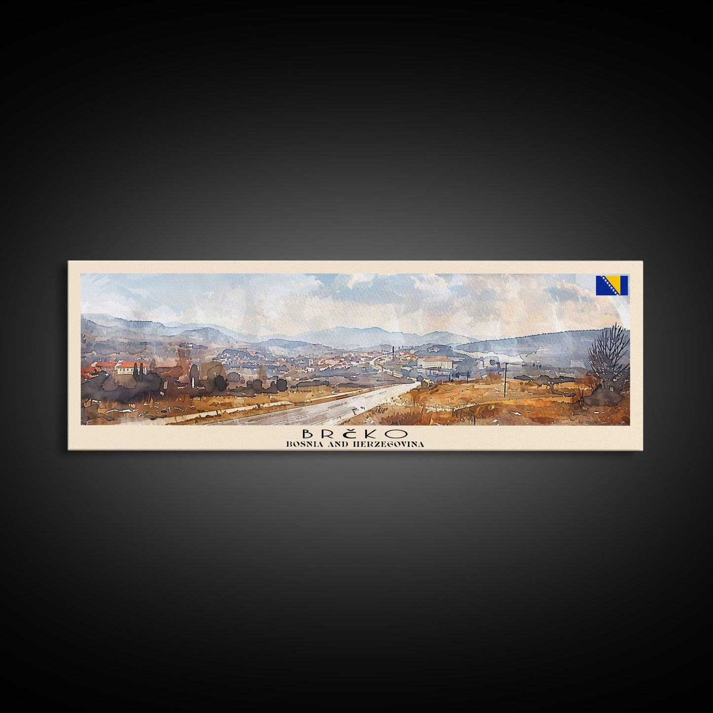 Brčko Bosnia Wall Art, Panoramic Travel Poster, Panoramic Framed Canvas Print, City Wall Art, Wall Hanging Home Decor, Travel Art