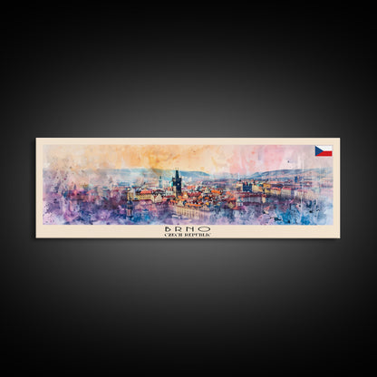 Brno Czech Republic art Travel Print Wall Art, Panoramic City Art, Travel Art, Wall Decor, Vacation Gift, Framed Canvas Print Or Metal Art