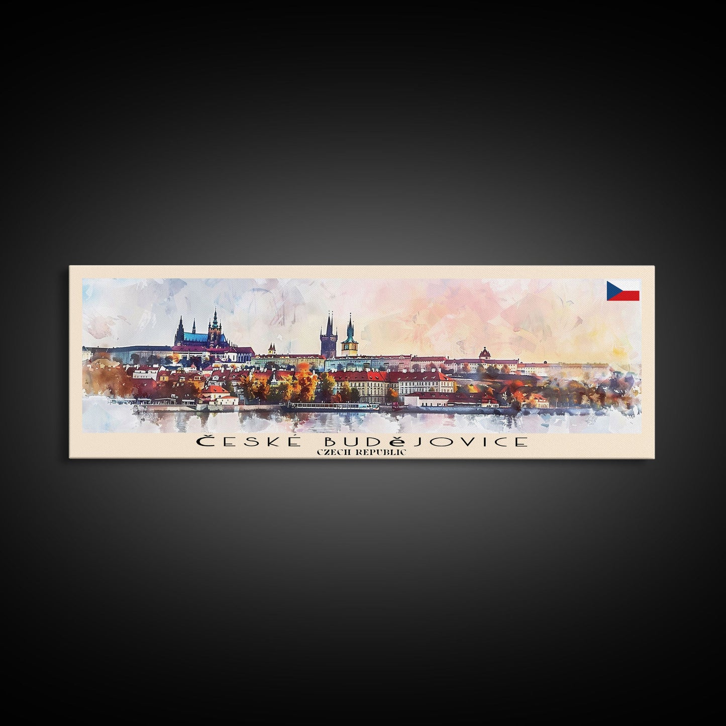 Ceske Budejovice Czech Republic Wall Art, Panoramic Travel Poster, Panoramic Framed Canvas Print, City Wall Art, Wall Hanging Home Decor, Travel Art