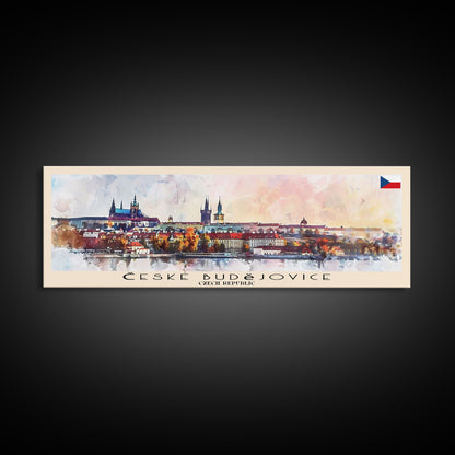 Ceske Budejovice Czech Republic Wall Art, Panoramic Travel Poster, Panoramic Framed Canvas Print, City Wall Art, Wall Hanging Home Decor, Travel Art