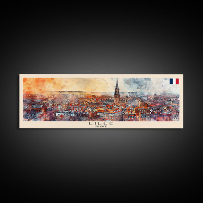 Wandbild „Lille, Frankreich“, Panorama-Reiseposter, gerahmter Panorama-Leinwanddruck, Stadtbild, Wanddekoration, Reisekunst