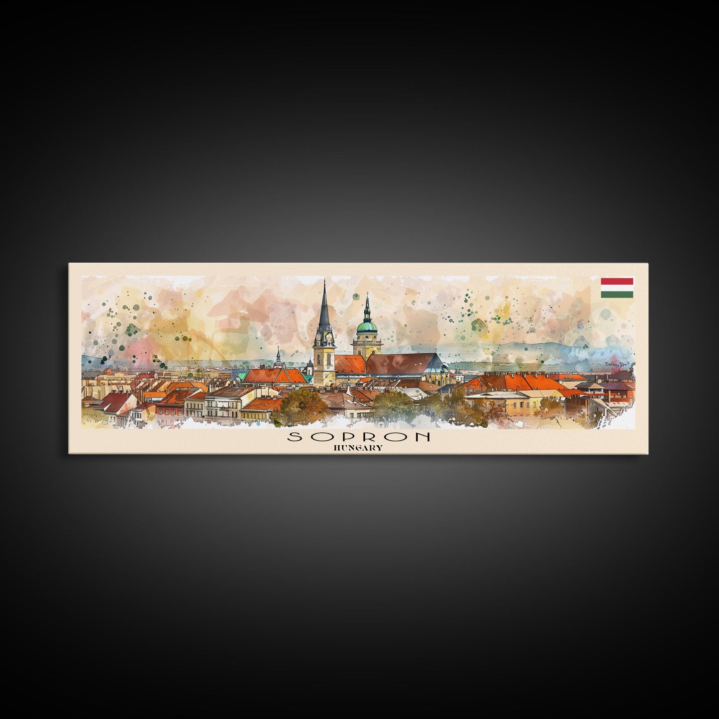 Sopron Hungary Travel Art, City Art, Framed Canvas Print or Metal Wall Art, Europe Travel Poster, Panoramic Wall Art, Extra Wide Wall Art