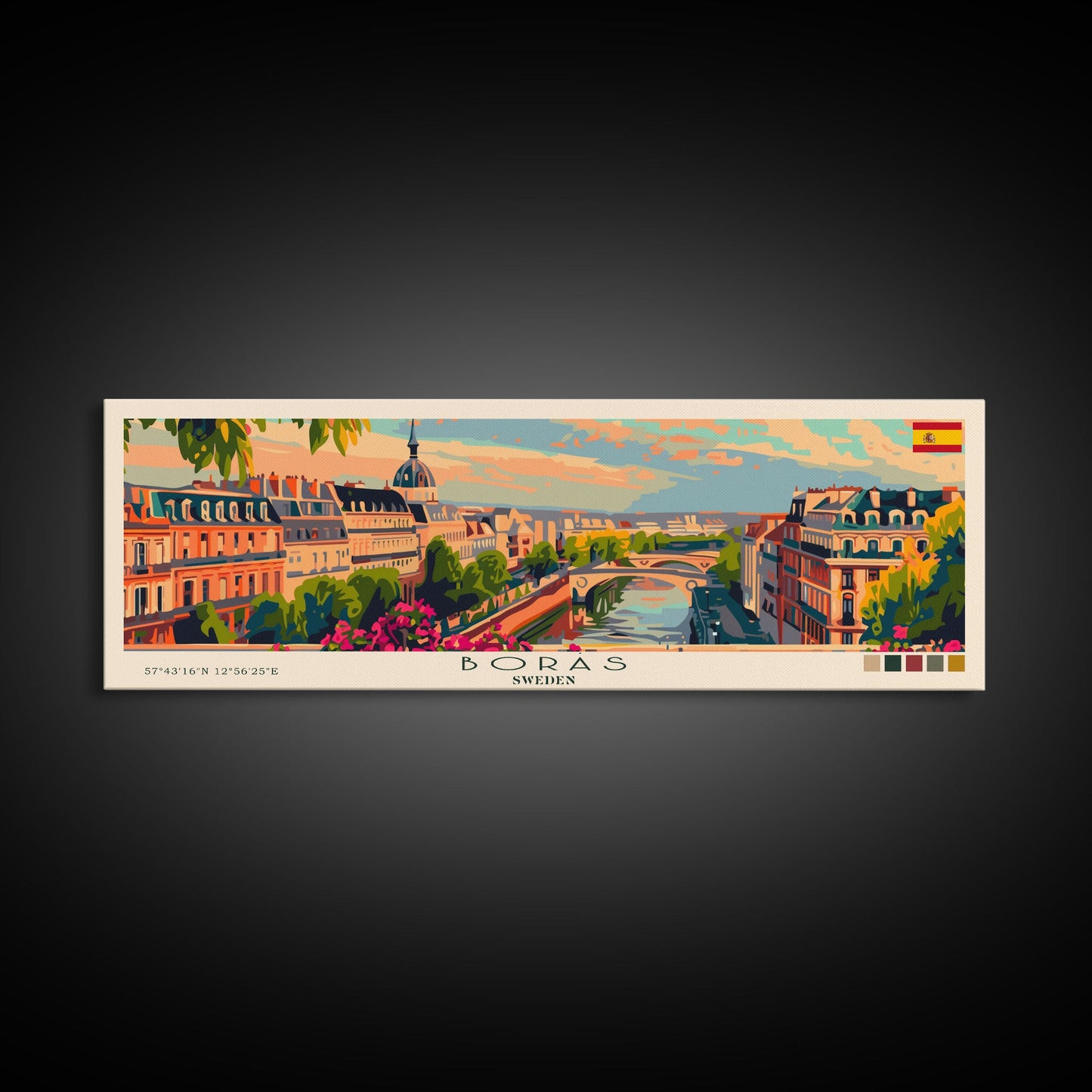 Borås Sweden Travel Art, City Art, Framed Canvas Print or Metal Wall Art, Europe Travel Poster, Panoramic Wall Art, Extra Wide Wall Art