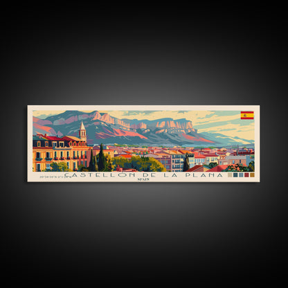 Castellon de la Plana Spain Wall Art, Panoramic Travel Poster, Panoramic Framed Canvas Print, City Wall Art, Wall Hanging Home Decor, Travel Art