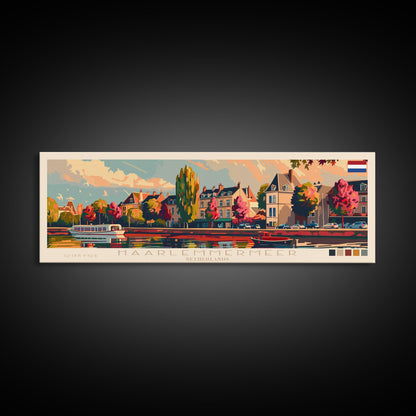 Haarlemmermeer Netherlands Panoramic Travel Poster, Framed Canvas Print or Metal Wall Art, Travel Art, Home Decor, Panoramic Painting, Midcentury Art